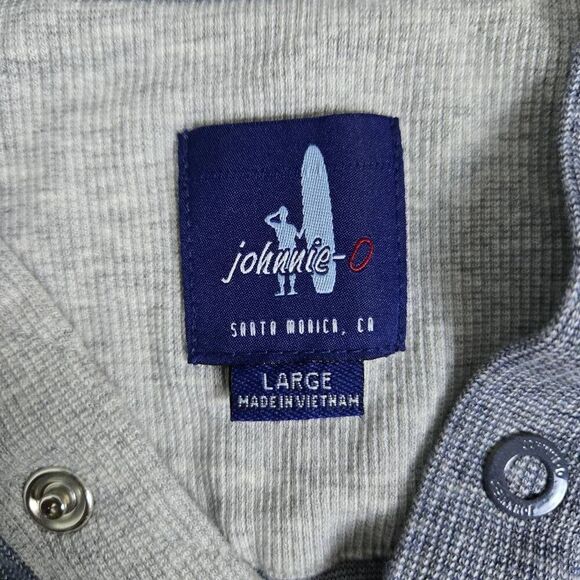 Johnnie O Mens Whaling Henley Golf Pullover Shirt Sz Large Knit Snap Neck Preppy - Picture 4 of 7